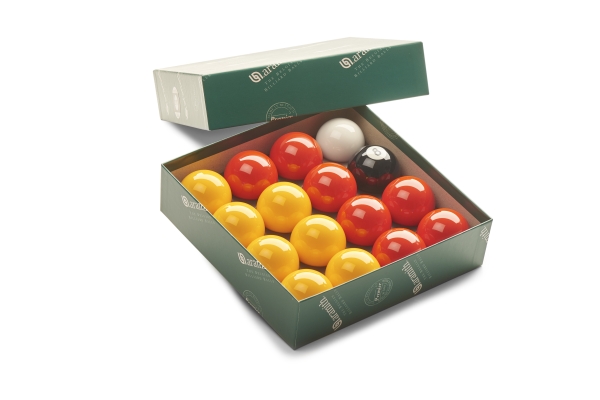 Aramith Premiere League Pool Balls 47.5mm (Red & Yellows with 47.5mm white)